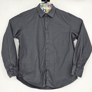 Robert Graham Shirt Mens Large Button Gray Casual Long Sleeve Preppy‎ FLAWS